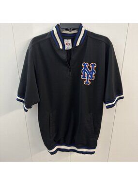 New York Mets Men’s Medium Short Sleeve Batting Practice Warmup 1/4 Zip Pockets